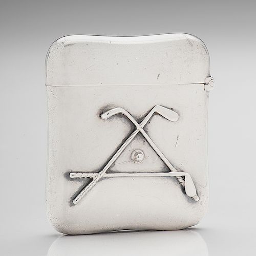 Gorham Sterling Match safe with Crossed Golf Clubs Decoration