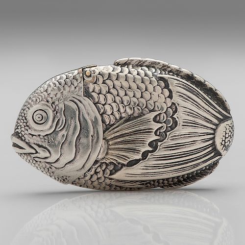 Silverplate Fish Form Match Safe
