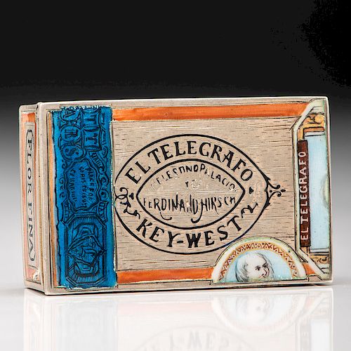 German .900 Silver El Telegrafo Cigar Box Match Safe