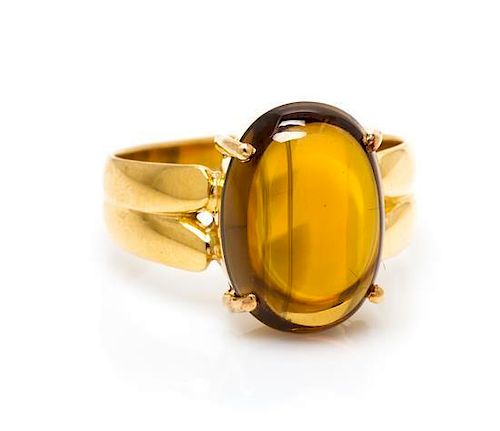 * A 14 Karat Yellow Gold and Enstatite Ring, 4.60 dwts.