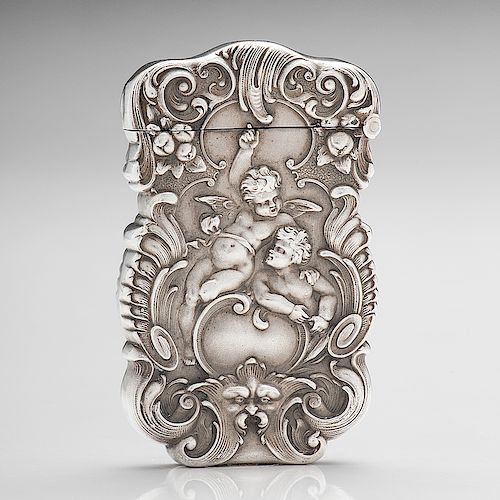 Sterling Match Safe with Cherubs Attributed to William B. Kerr & Co.