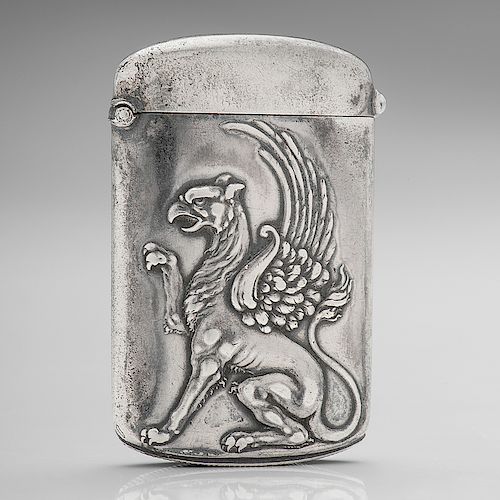 Sterling Match Safe with Griffin Decoration