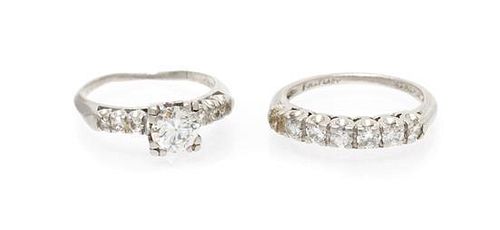 A Collection of Platinum and Diamond Rings, 4.80 dwts.