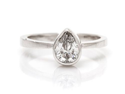 A 14 Karat White Gold and Diamond Solitaire Ring, 1.90 dwts.