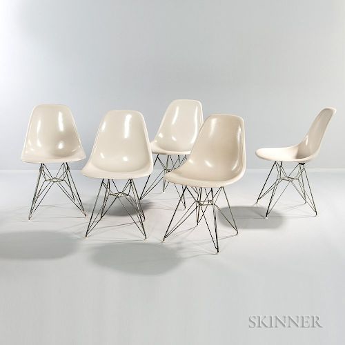Five Eames Zenith Chairs with Eiffel Tower Base