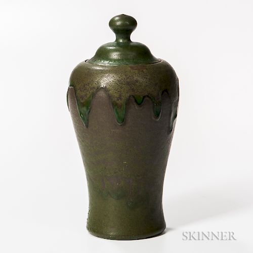 William J. Walley Arts and Crafts Pottery Covered Jar