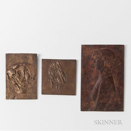 Three Franz Fischer (1900-1980) Bronze Bas Reliefs