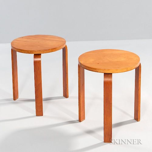 Two Alvar Aalto-style Bentwood Stools