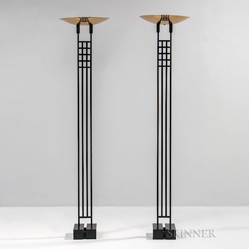 Pair of George Kovacs for Roche Bobois Halogen Torchiere Lamps