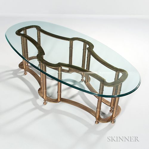 Glass Coffee Table with Brass Base