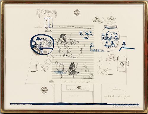 Saul Steinberg (American, 1914-1999)  Music and China  , from the Portfolio Six Drawing Tables
