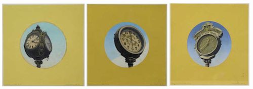 HANSEN, Glen. Three Oils on Paper. Clock Series,