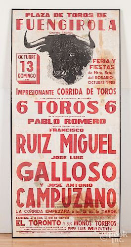 Large Spanish bull fighting poster