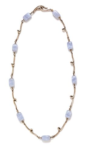 A Sterling Silver and Blue Lace Agate Necklace, Tiffany & Co., 16.40 dwts.