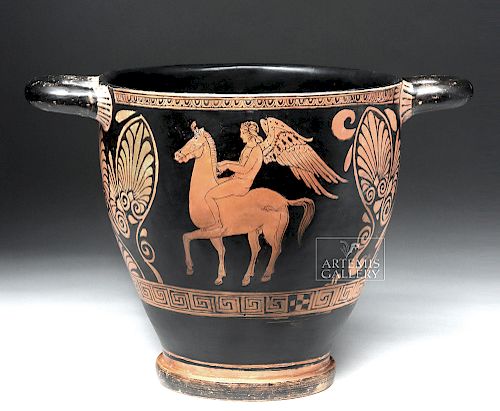 Huge Apulian Skyphos - Eros on Horse, Satyr & Maenad