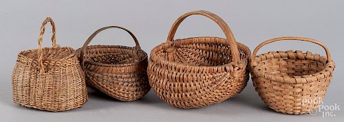 Collection of five small splint baskets