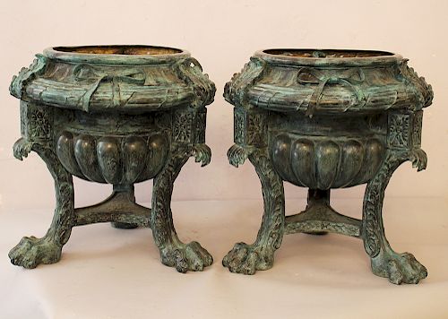 Pair of large bronze containers