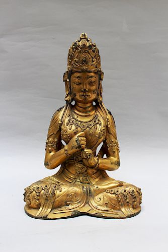 Late Ming bronze sculpture of Guanyin