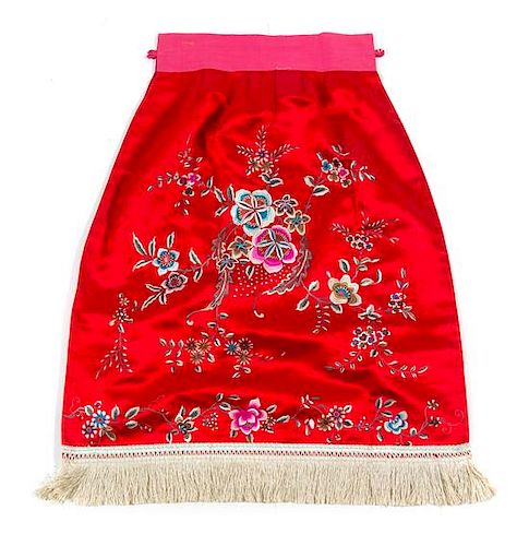 * A Chinese Embroidered Silk Skirt