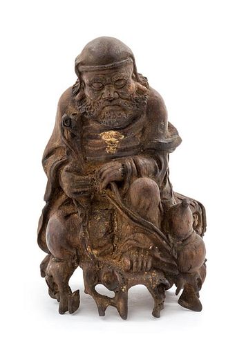 A Chinese Bamboo Figure of Damo Height 6 3/4 inches.
