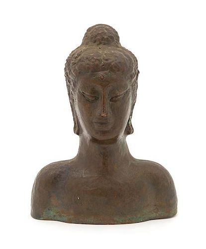A Thai Bronze Head of Buddha Height 6 3/4 inches.