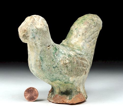 Chinese Han Dynasty Green Glazed Rooster