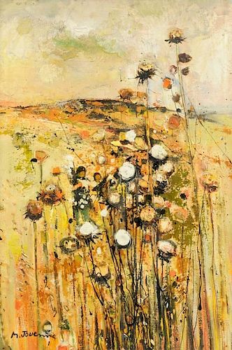MICHEL JOUENNE (French b.1933) A PAINTING, "Dandelions in the Thistle,"