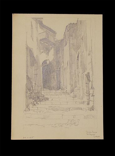 Crawford, Earl Stetson,  American 1877-1965,(A collection of drawings with scenes from Menton, France), plus a drawing of a small child dated 10/18/11