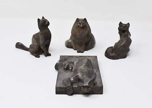 4 signed Rosetta limited edition bronze cats