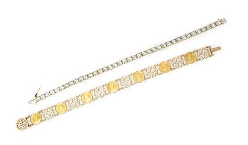 A Collection of Yellow Gold Bracelets, 19.00 dwts.