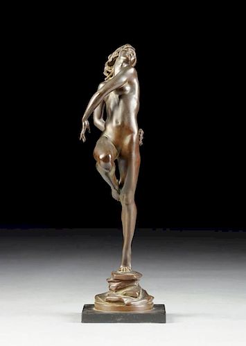A HARRIET WHITNEY FRISHMUTH (American 1880-1980) A PATINATED BRONZE FIGURE, "LAUGHING WATERS," 1929,
