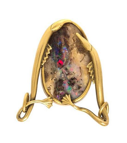 * A Collection of 18 Karat Yellow Gold and Boulder Opal Jewelry, 14.80 dwts.