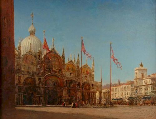 after FELIX FRANÃ‡OIS GEORGES PHILIBERT ZIEM (French 1821-1911) A PAINTING, "St. Mark's Square,"