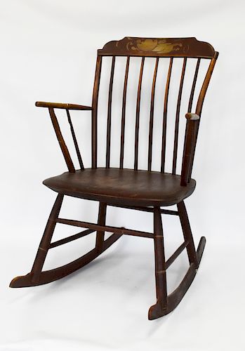 Early Red Paint Decorated Rocker