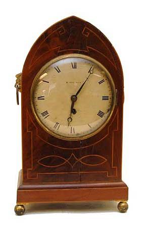 Early Mahogany and Brass Inlaid Bracket Clock