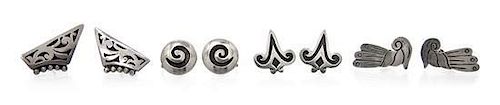 A Collection of Sterling Silver Earclips, Mexico, 23.30 dwts.