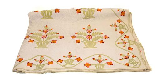 1800's Hand Stitched Appliqued Floral Garden Quilt