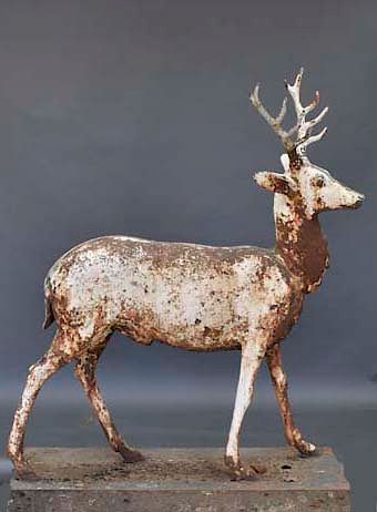 1800's JW Fiske Cast Iron Stag Deer on Stand