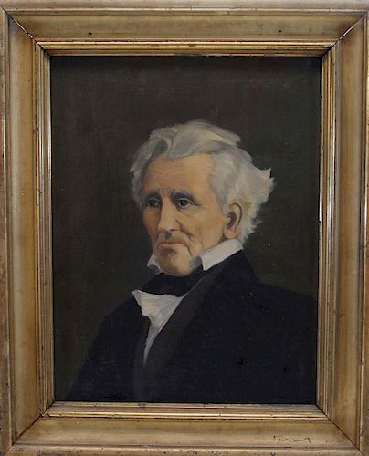 President Andrew Jackson Oil on Canvas Portrait in