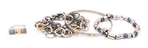 A Collection of Yellow Gold and Sterling Silver Jewelry, 36.30 dwts.