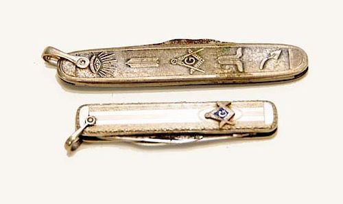 2 Masonic Folding Pocket Knives