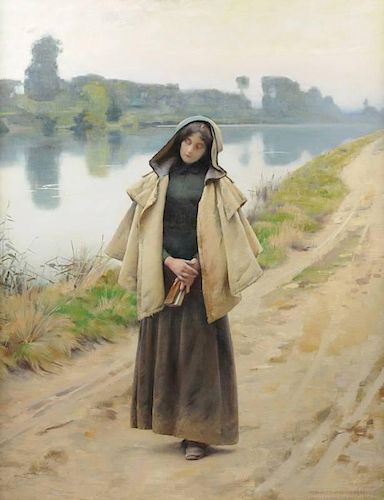 CHARLES SPRAGUE PEARCE (American 1851-1914) A PAINTING, "Solitude, 1889,"