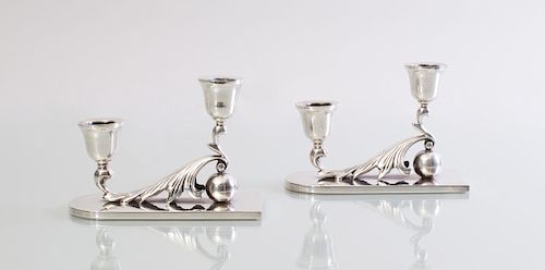 PAIR OF MEXICAN STERLING SILVER CANDLESTICKS