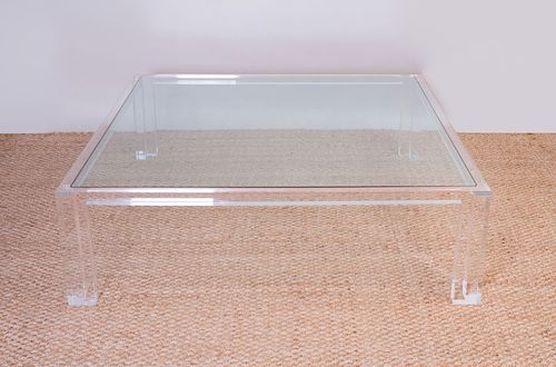 CONTEMPORARY PERSPEX AND GLASS LOW TABLE