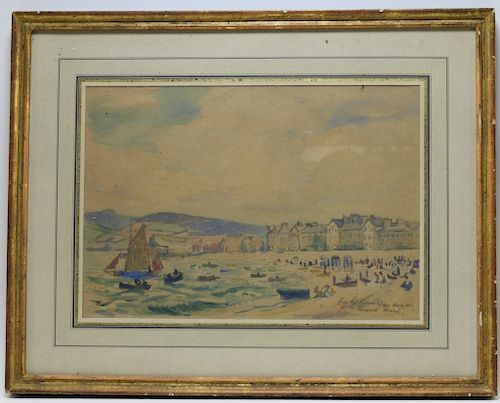 Hayley Lever English Beach Scene WC Painting