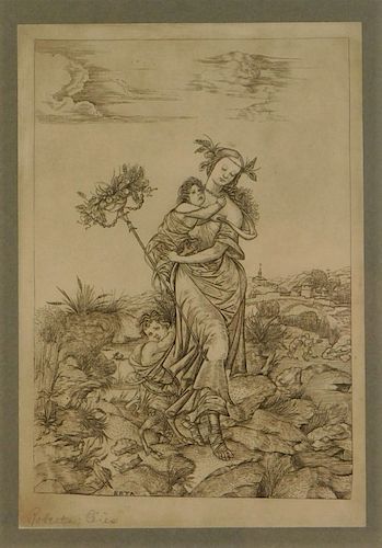 Cristofano Robetta Ceres Allegorical Satyr Gravure