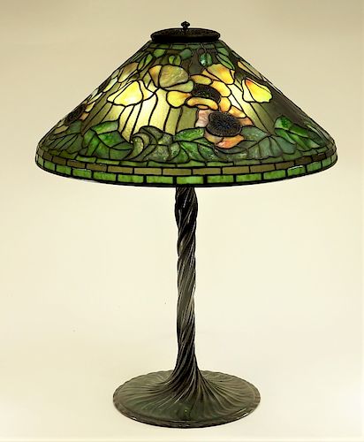 Tiffany Studios Poppy Twisted Vine Table Lamp