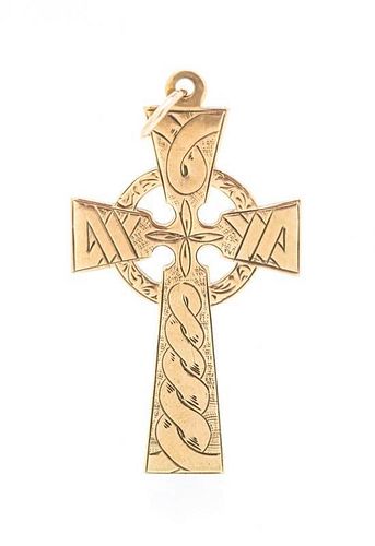 * A 9 Karat Yellow Gold Celtic Cross Pendant, 2.80 dwts.