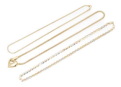 A Collection of 14 Karat Gold Necklaces, 19.00 dwts.