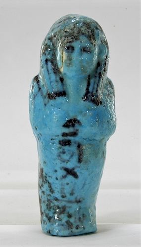 Egyptian Late Period Turquoise Faience Ushabti